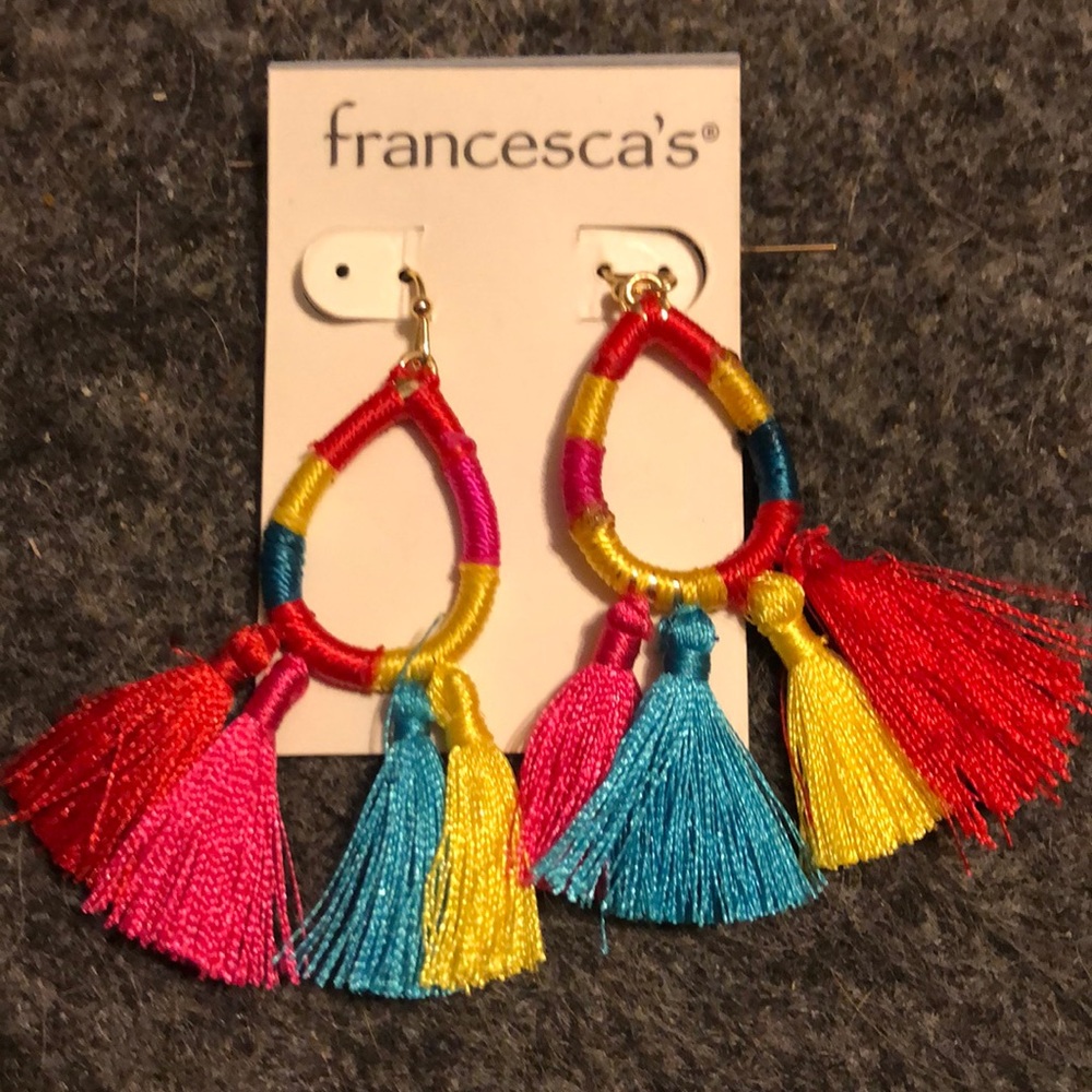 Cute multi- colored tassel earing.